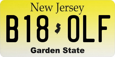 NJ license plate B18OLF