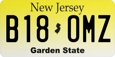 NJ license plate B18OMZ