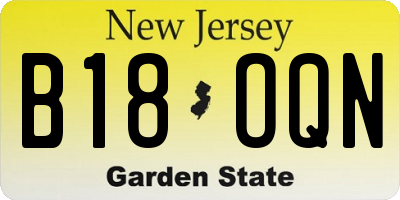 NJ license plate B18OQN