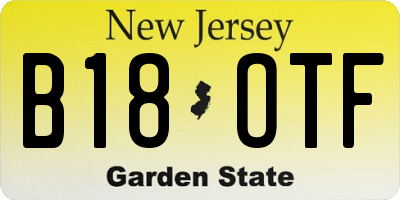NJ license plate B18OTF