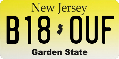NJ license plate B18OUF