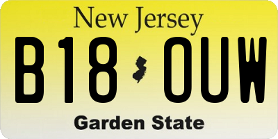 NJ license plate B18OUW