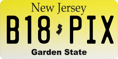 NJ license plate B18PIX