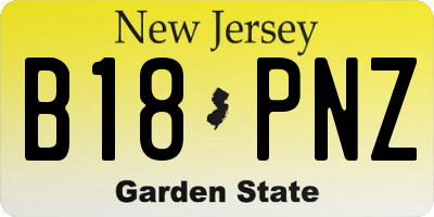 NJ license plate B18PNZ