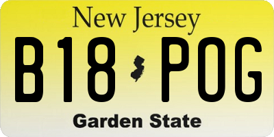 NJ license plate B18POG