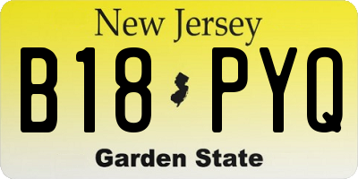 NJ license plate B18PYQ