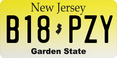 NJ license plate B18PZY