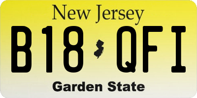 NJ license plate B18QFI