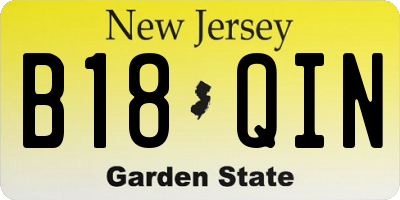 NJ license plate B18QIN