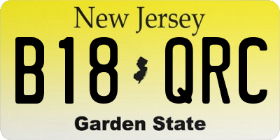 NJ license plate B18QRC