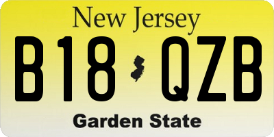 NJ license plate B18QZB