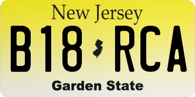 NJ license plate B18RCA