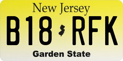 NJ license plate B18RFK