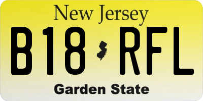 NJ license plate B18RFL