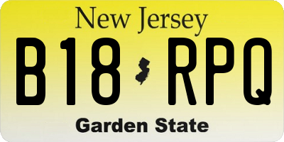 NJ license plate B18RPQ