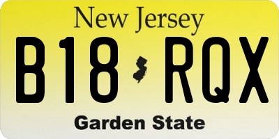 NJ license plate B18RQX