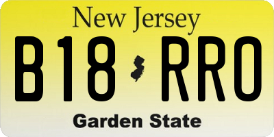 NJ license plate B18RRO