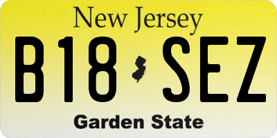 NJ license plate B18SEZ