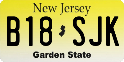 NJ license plate B18SJK