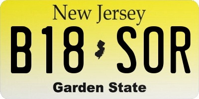 NJ license plate B18SOR