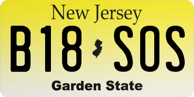 NJ license plate B18SOS