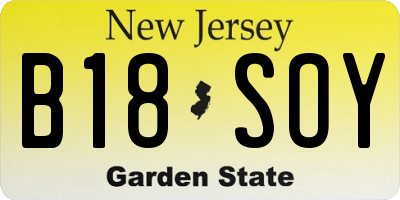 NJ license plate B18SOY