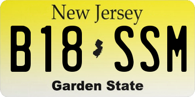 NJ license plate B18SSM