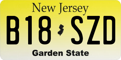 NJ license plate B18SZD