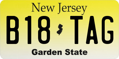 NJ license plate B18TAG