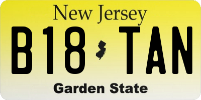 NJ license plate B18TAN