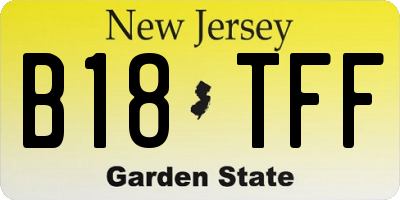 NJ license plate B18TFF