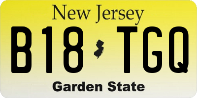 NJ license plate B18TGQ