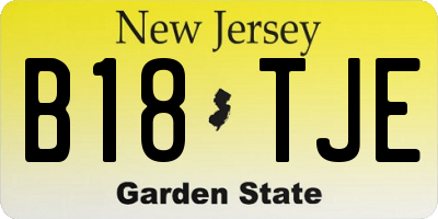 NJ license plate B18TJE
