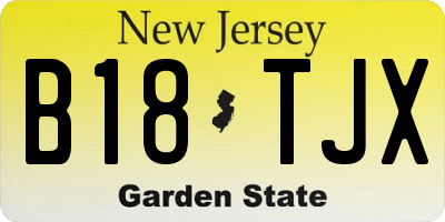 NJ license plate B18TJX