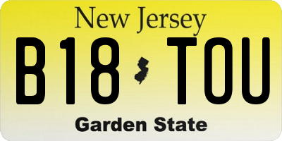 NJ license plate B18TOU
