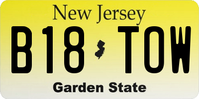 NJ license plate B18TOW
