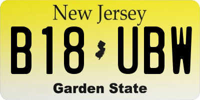 NJ license plate B18UBW