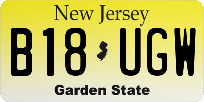 NJ license plate B18UGW