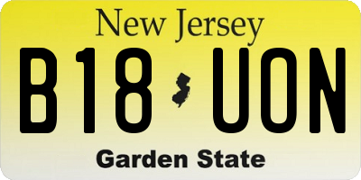 NJ license plate B18UON