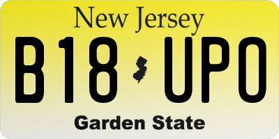 NJ license plate B18UPO