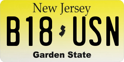 NJ license plate B18USN