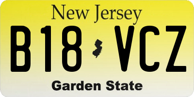 NJ license plate B18VCZ