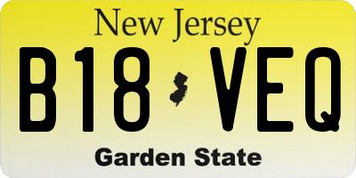 NJ license plate B18VEQ