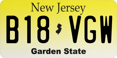 NJ license plate B18VGW