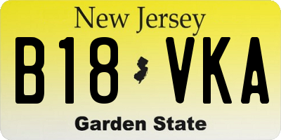 NJ license plate B18VKA