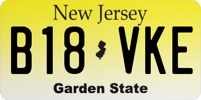NJ license plate B18VKE