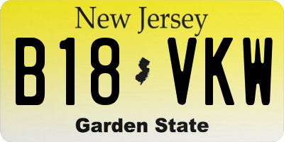 NJ license plate B18VKW