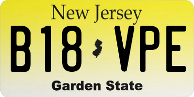 NJ license plate B18VPE