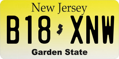 NJ license plate B18XNW