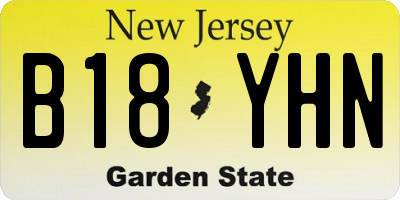 NJ license plate B18YHN